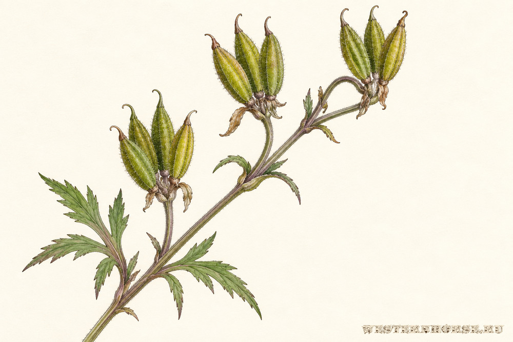 Иллюстрация: Борец северный (Aconitum septentrionale Koelle) — зелёные плоды-листовки