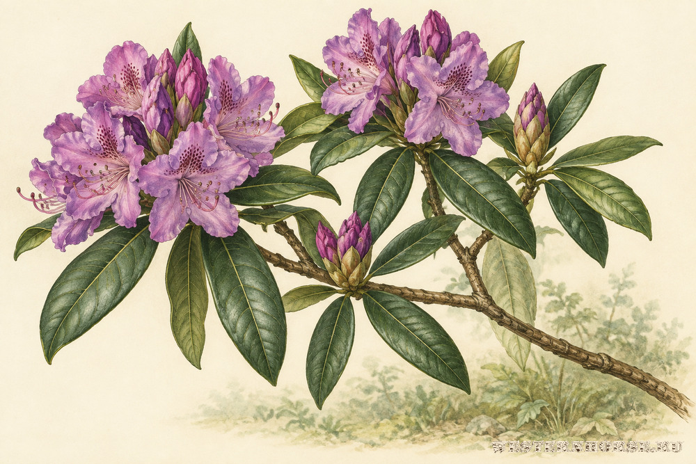 Иллюстрация: Рододендрон понтийский: цветущая ветвь