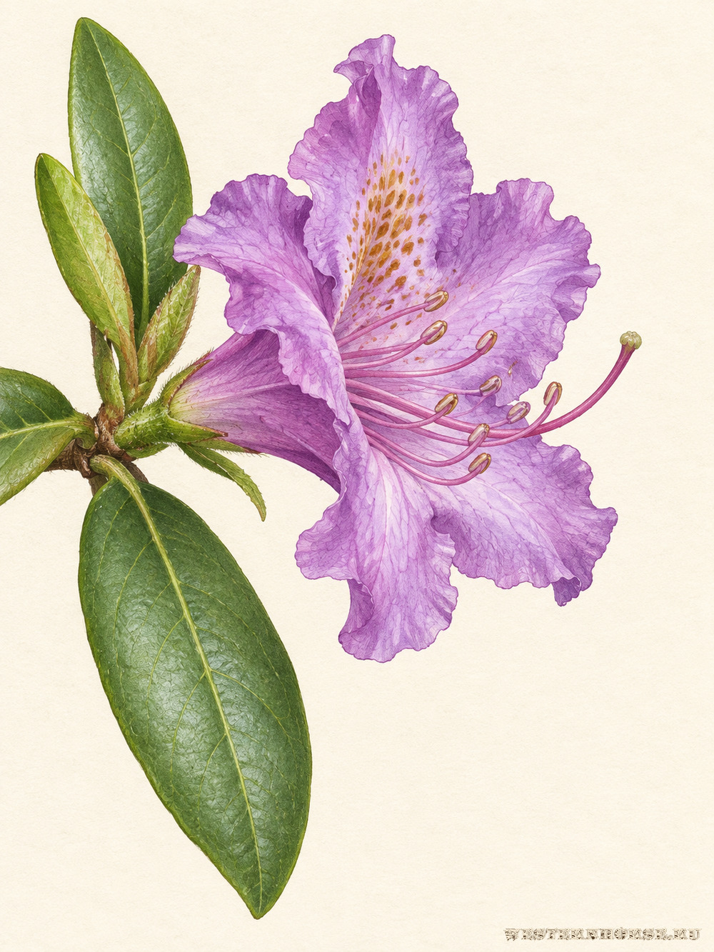 Иллюстрация: Рододендрон понтийский (Rhododendron ponticum L.) — цветок крупным планом