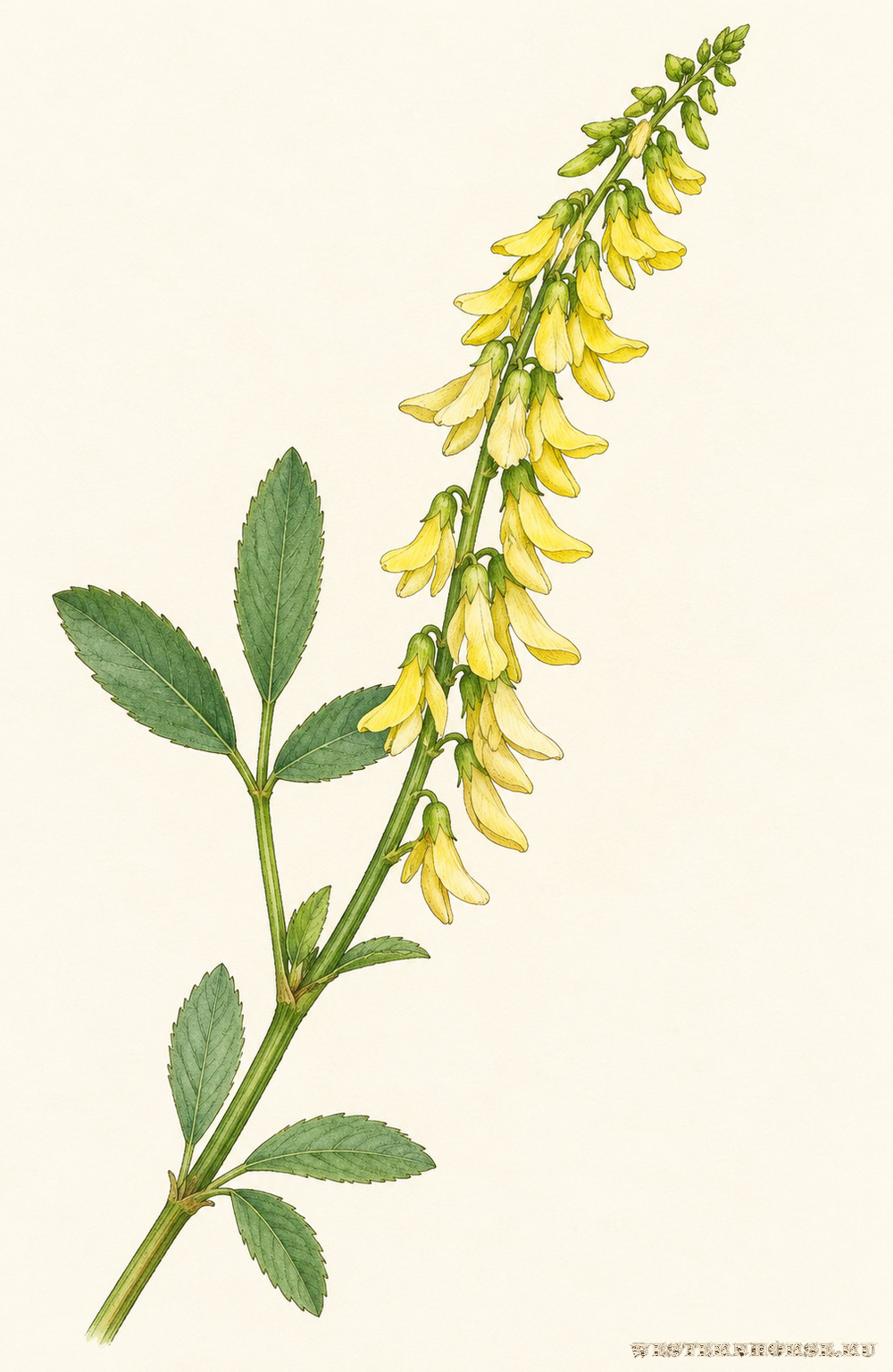 Иллюстрация: Донник лекарственный (Melilotus officinalis (L.) Lam.) — жёлтая цветочная кисть