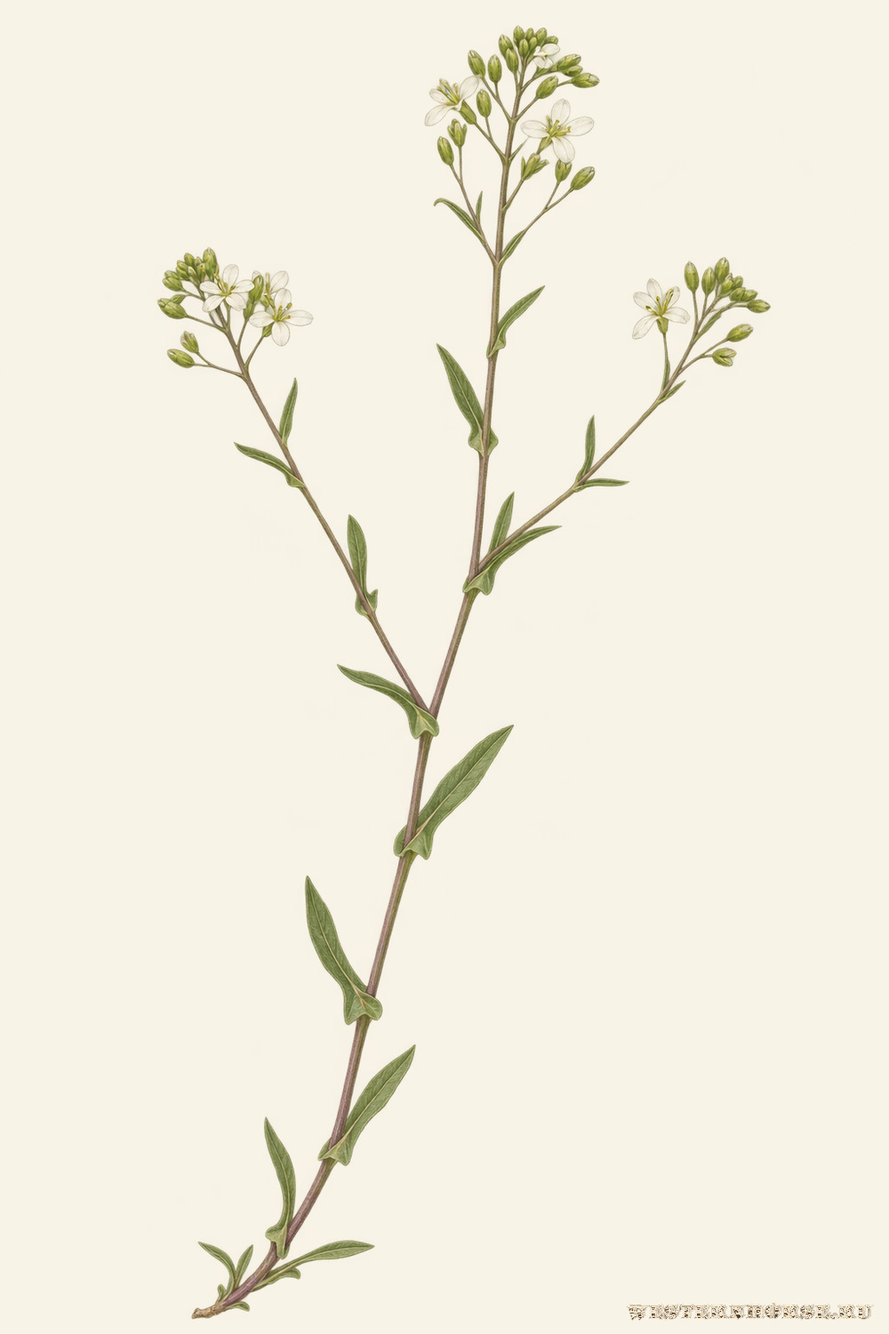 Иллюстрация: Гулявник ядовитый (Pseudoarabidopsis toxophylla) — цветущий побег