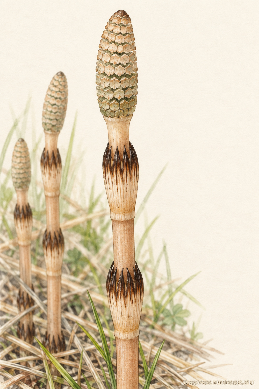 Иллюстрация: Хвощ полевой (Equisetum arvense L.) — спороносный колосок