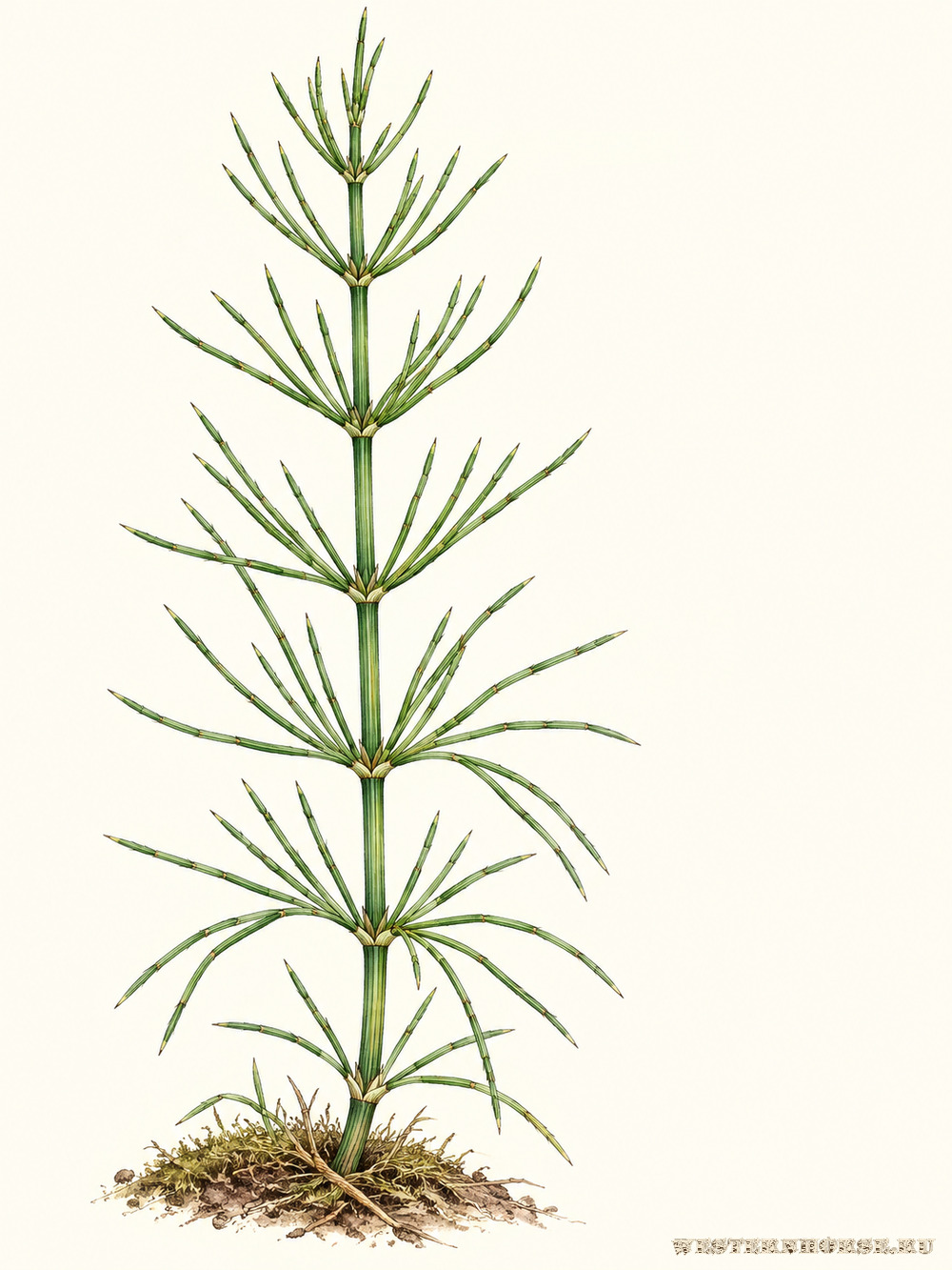 Иллюстрация: Хвощ полевой (Equisetum arvense L.) — летний зелёный побег