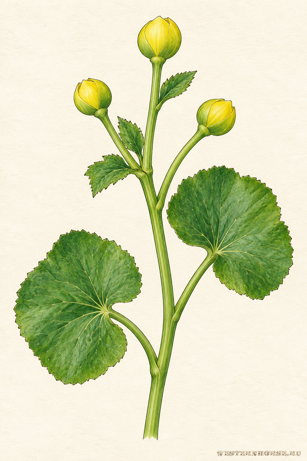 Иллюстрация: Калужница болотная (Caltha palustris L.) — бутоны перед цветением