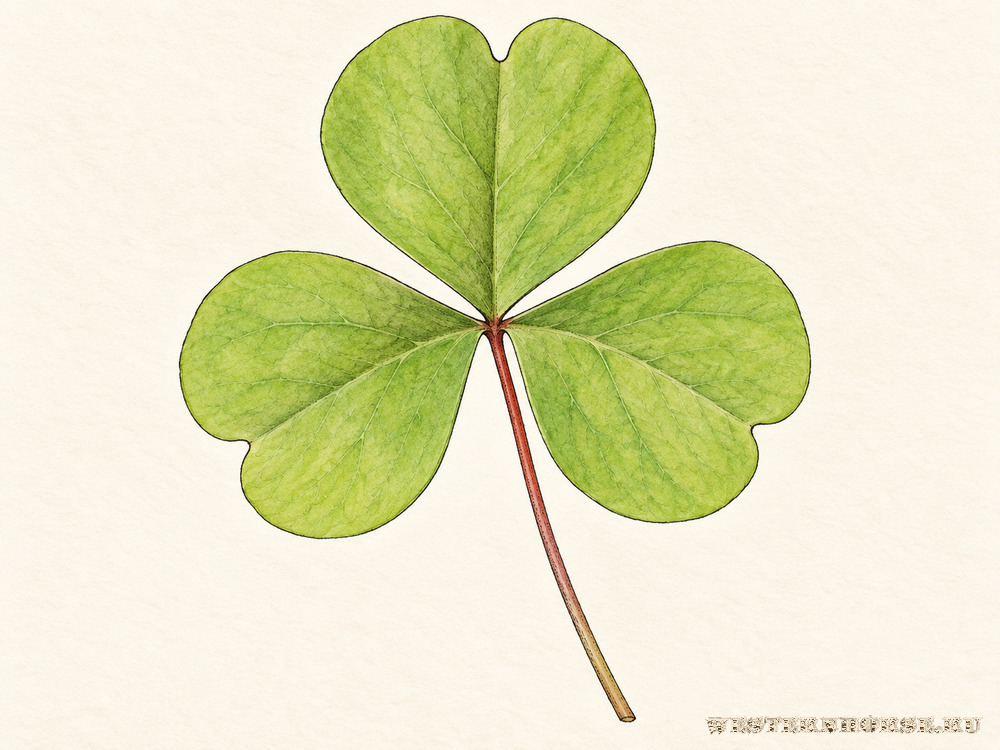Иллюстрация: Кислица обыкновенная (Oxalis acetosella L.) — тройчатый лист