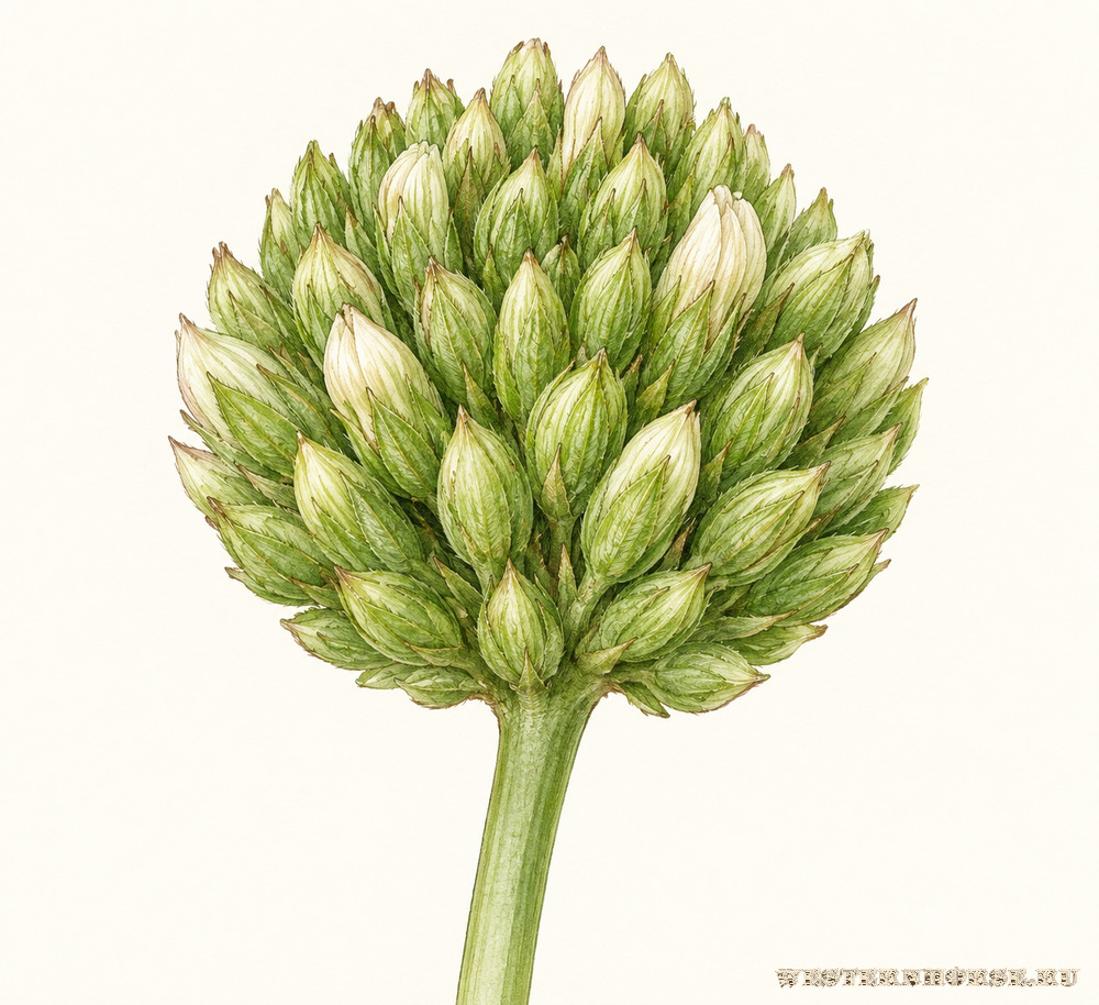 Иллюстрация: Клевер гибридный (Trifolium hybridum L.) — молодая головка перед цветением