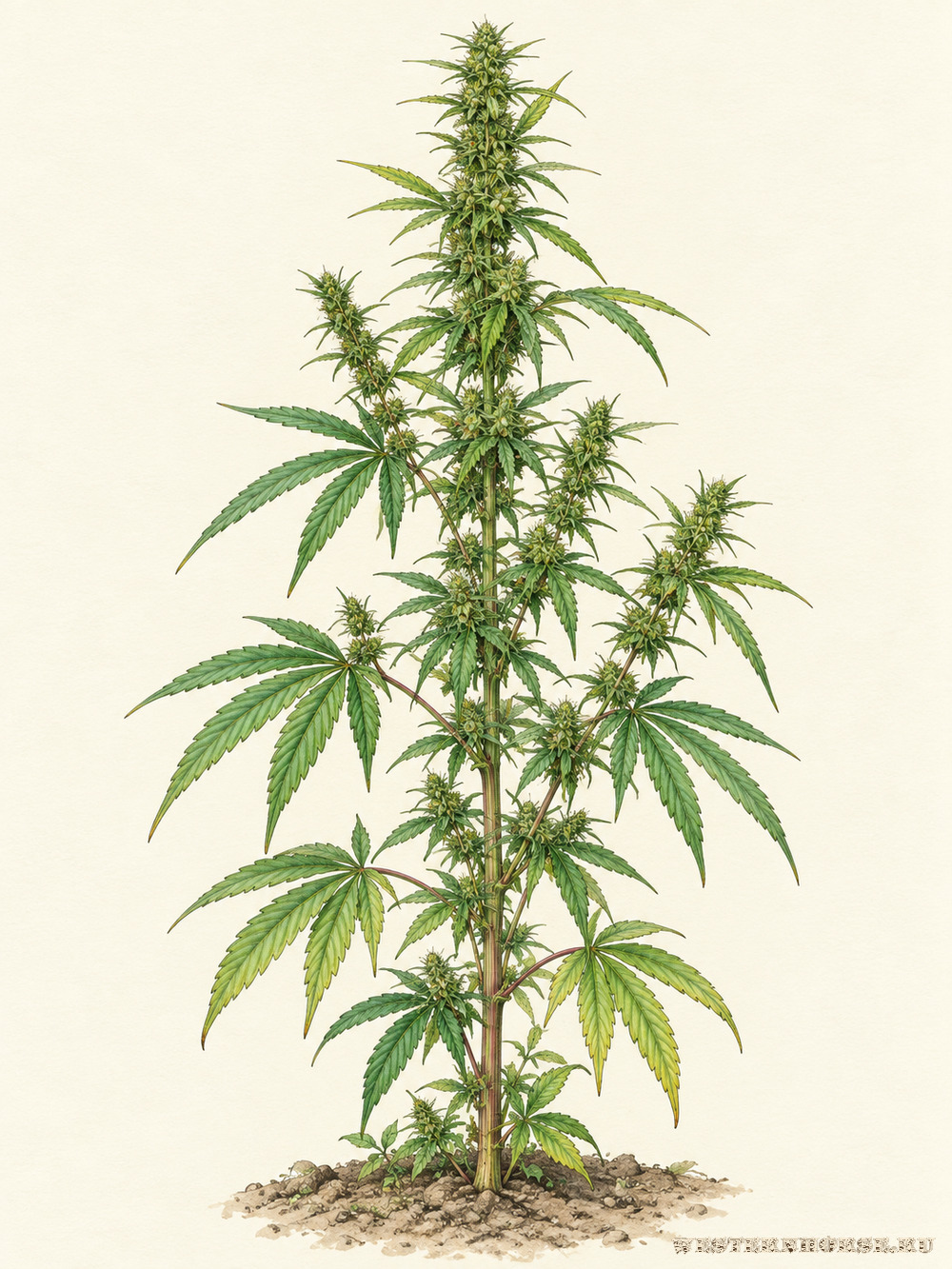 Иллюстрация: Конопля посевная (Cannabis sativa L.) — общий вид женского растения