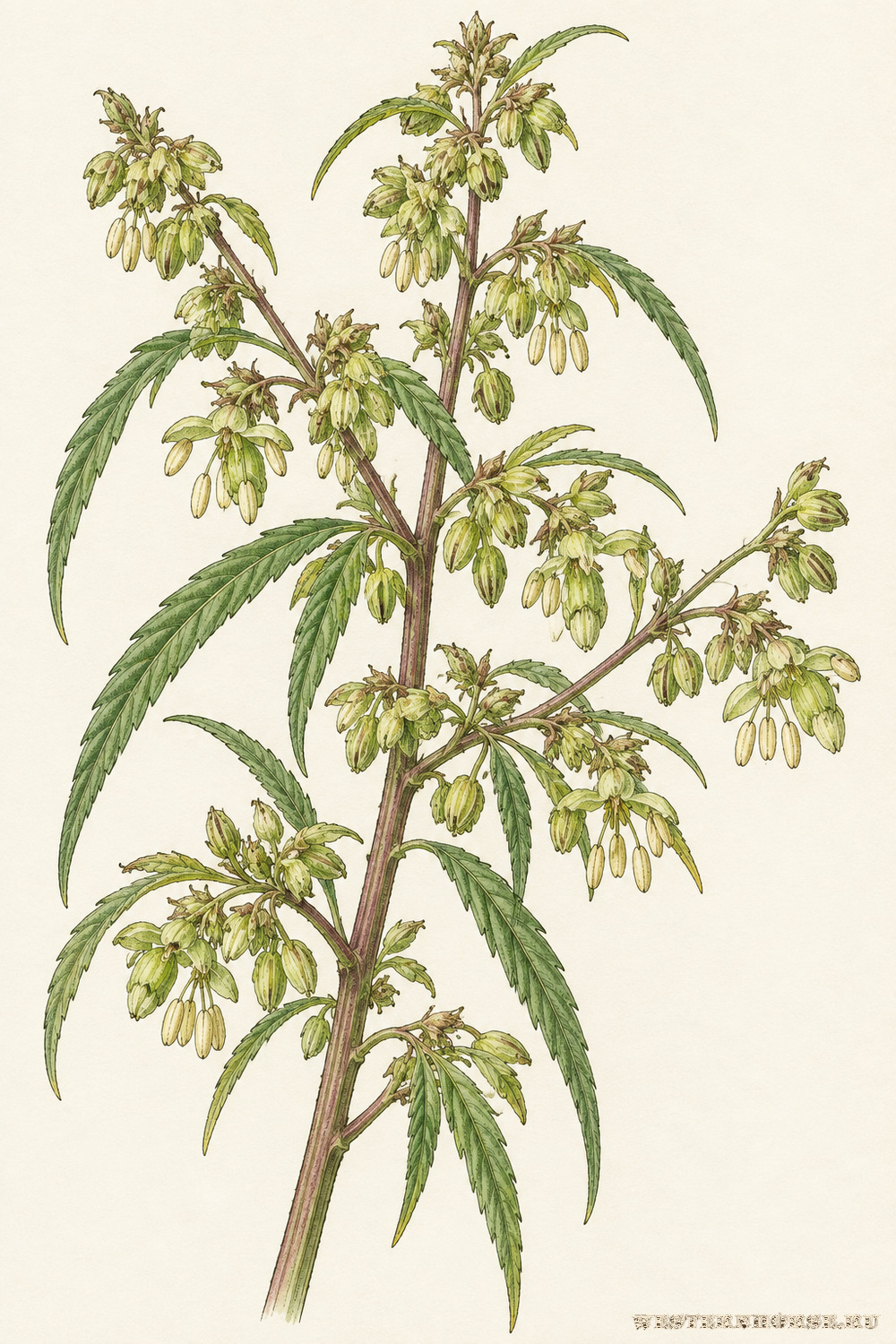 Иллюстрация: Конопля посевная (Cannabis sativa L.) — мужские цветки