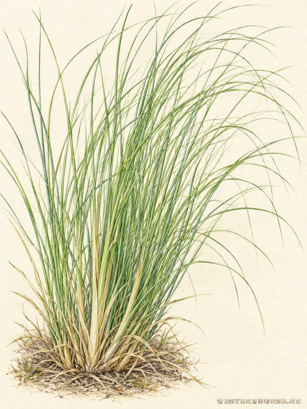 Иллюстрация: Ковыль волосатик (Stipa capillata L.) — узкие прикорневые листья