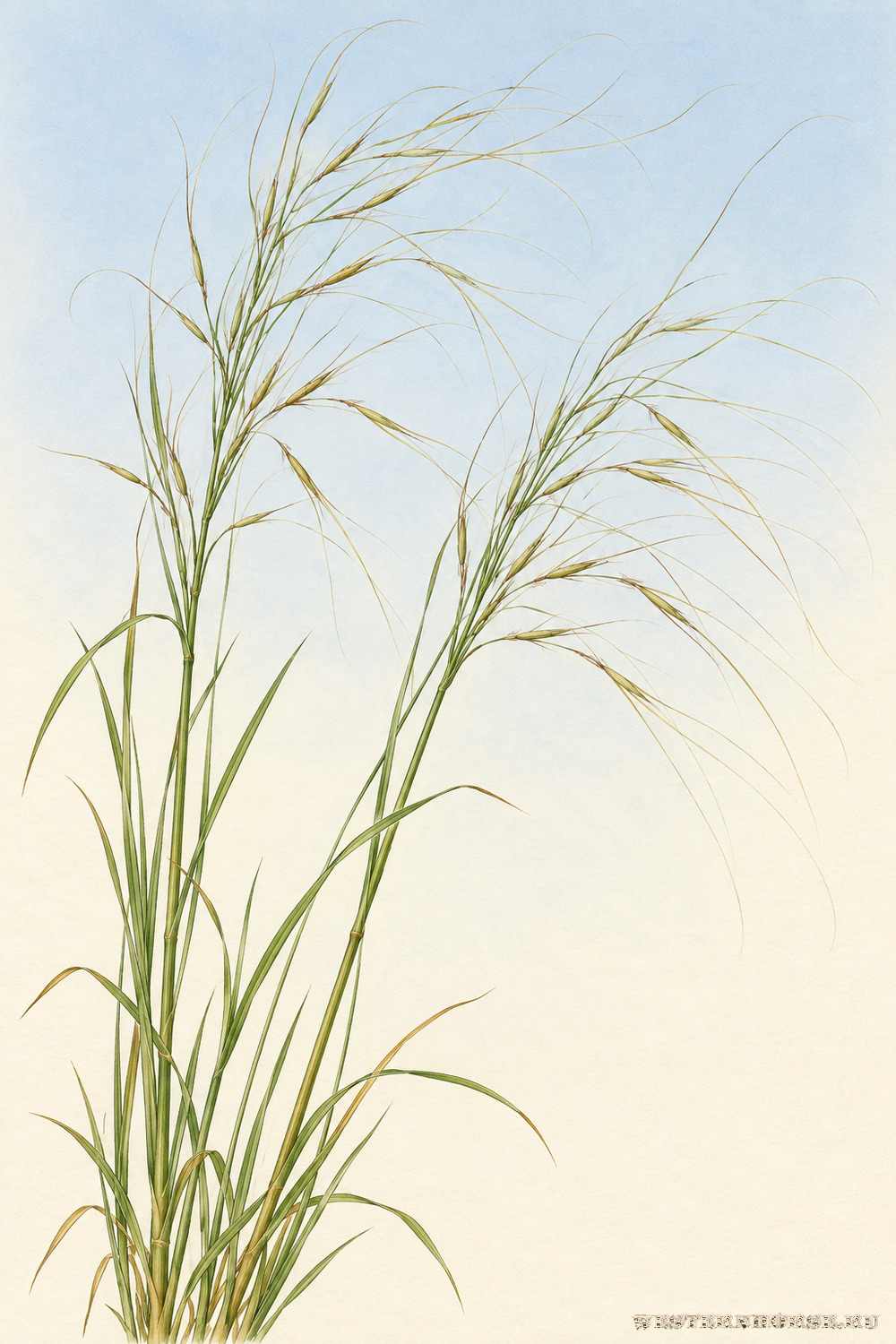 Иллюстрация: Ковыль волосатик (Stipa capillata L.) — метёлки с нижнего ракурса