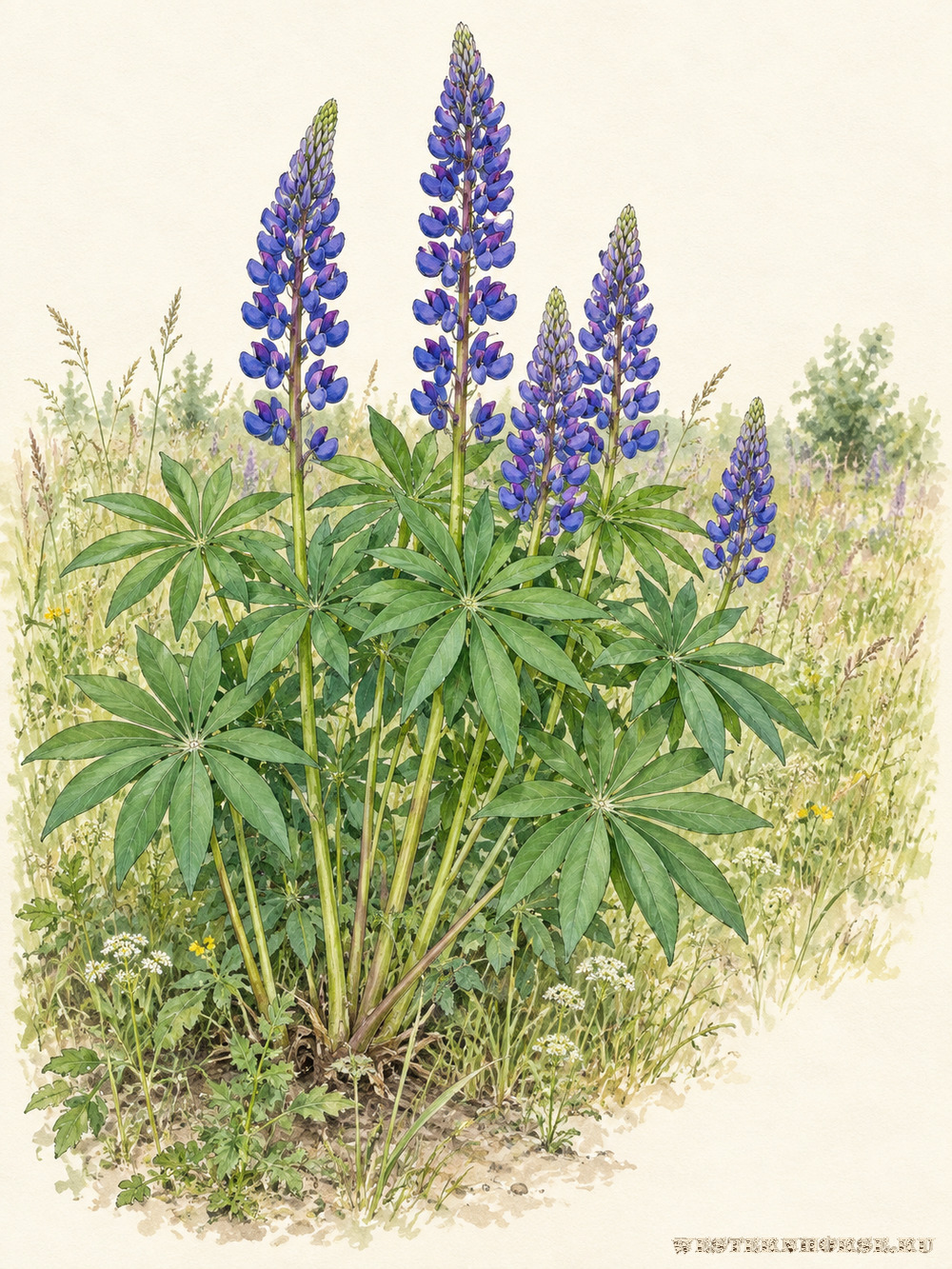 Иллюстрация: Люпин многолистный (Lupinus polyphyllus Lindl.) — цветущая куртина