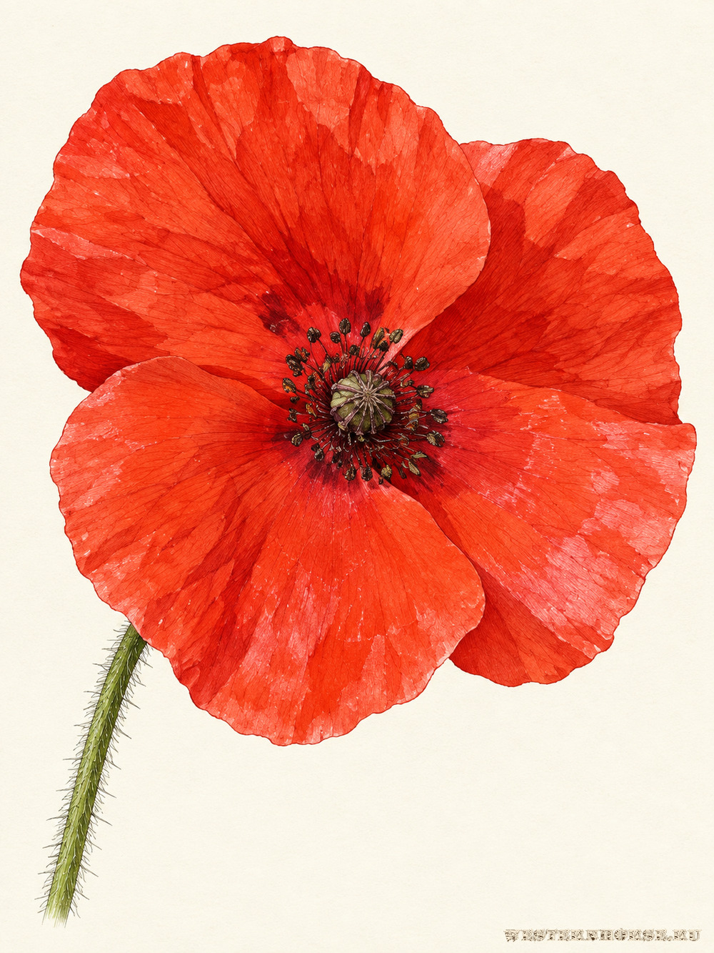 Иллюстрация: Мак самосейка (Papaver rhoeas L.) — цветок крупным планом