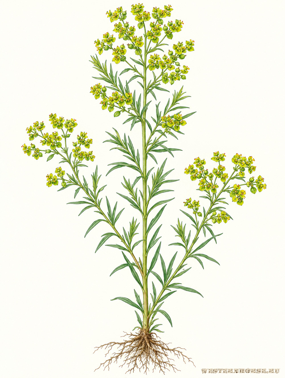 Иллюстрация: Молочай прутьевидный (Euphorbia virgata; синоним Euphorbia waldsteinii) — целое растение