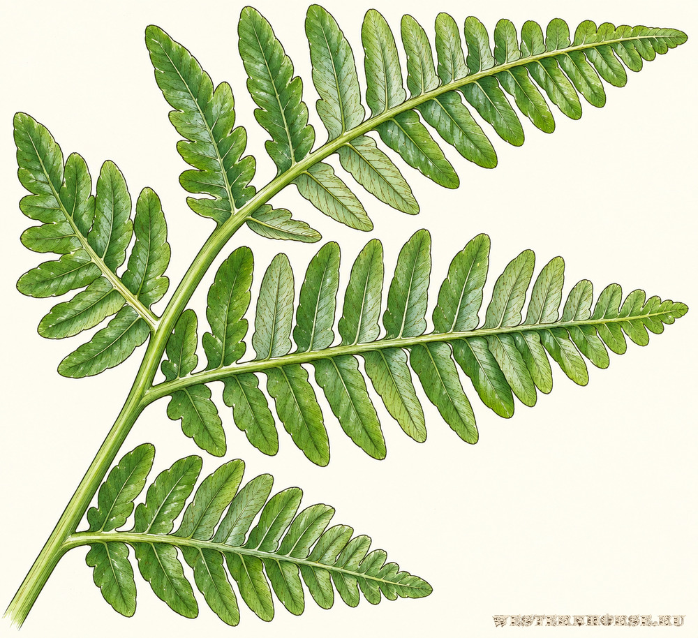 Иллюстрация: Орляк обыкновенный (Pteridium aquilinum) — часть вайи крупным планом