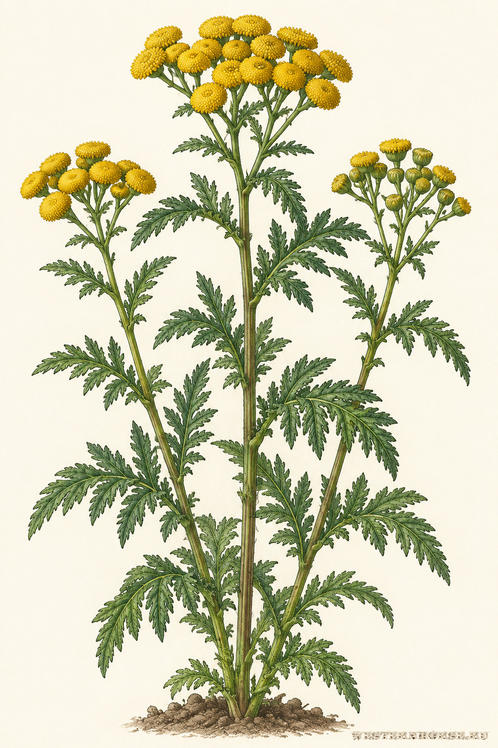 Иллюстрация: Пижма обыкновенная (Tanacetum vulgare L.) — целое растение