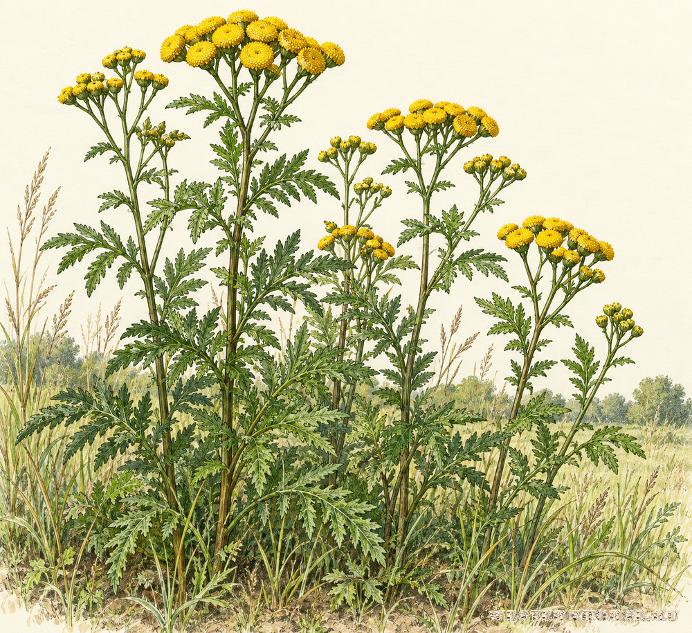 Иллюстрация: Пижма обыкновенная (Tanacetum vulgare L.) — заросль в природе