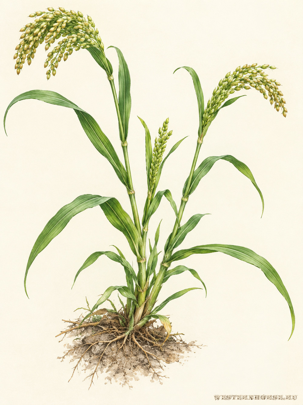 Иллюстрация: Просо посевное (Panicum miliaceum L.) — общий вид растения