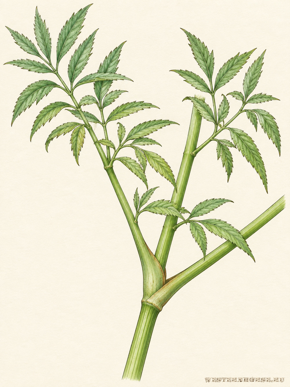 Иллюстрация: Вёх ядовитый (Cicuta virosa L.) — стебель и основания листьев