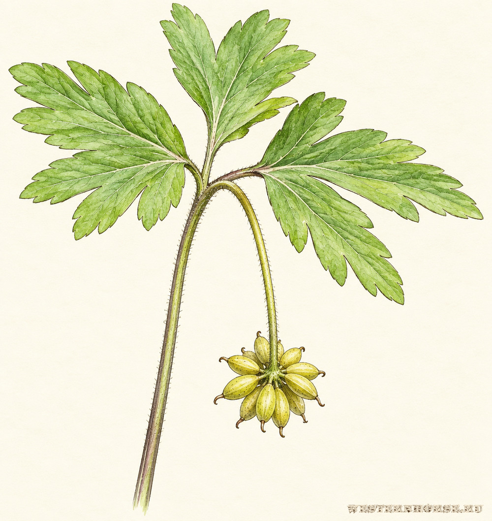 Иллюстрация: Ветреница дубравная (Anemone nemorosa L.) — плоды после цветения