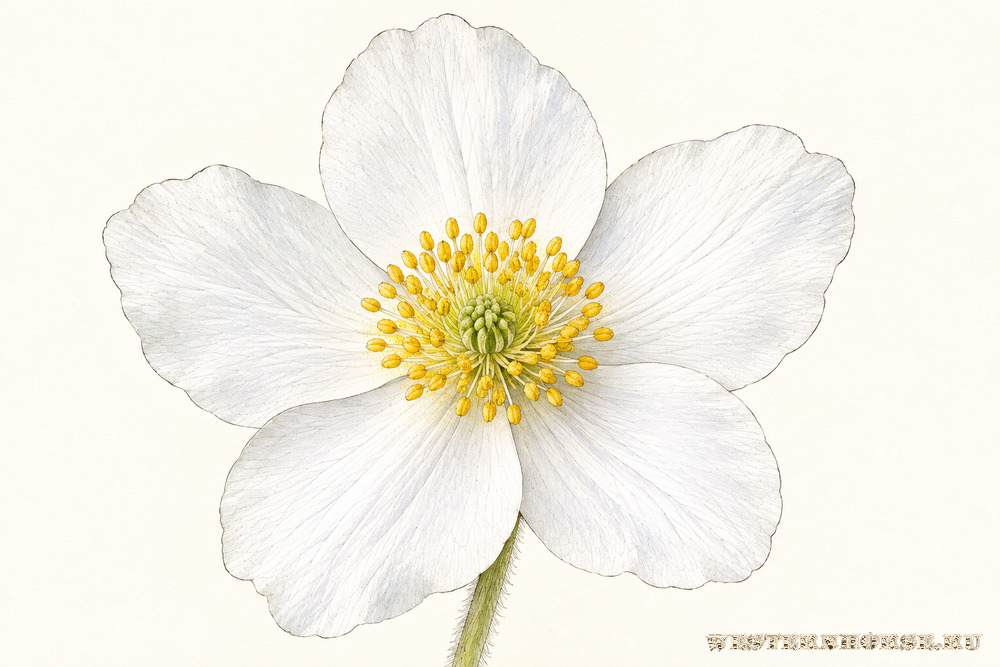 Иллюстрация: Ветреница лесная (Anemone sylvestris L.) — крупный белый цветок