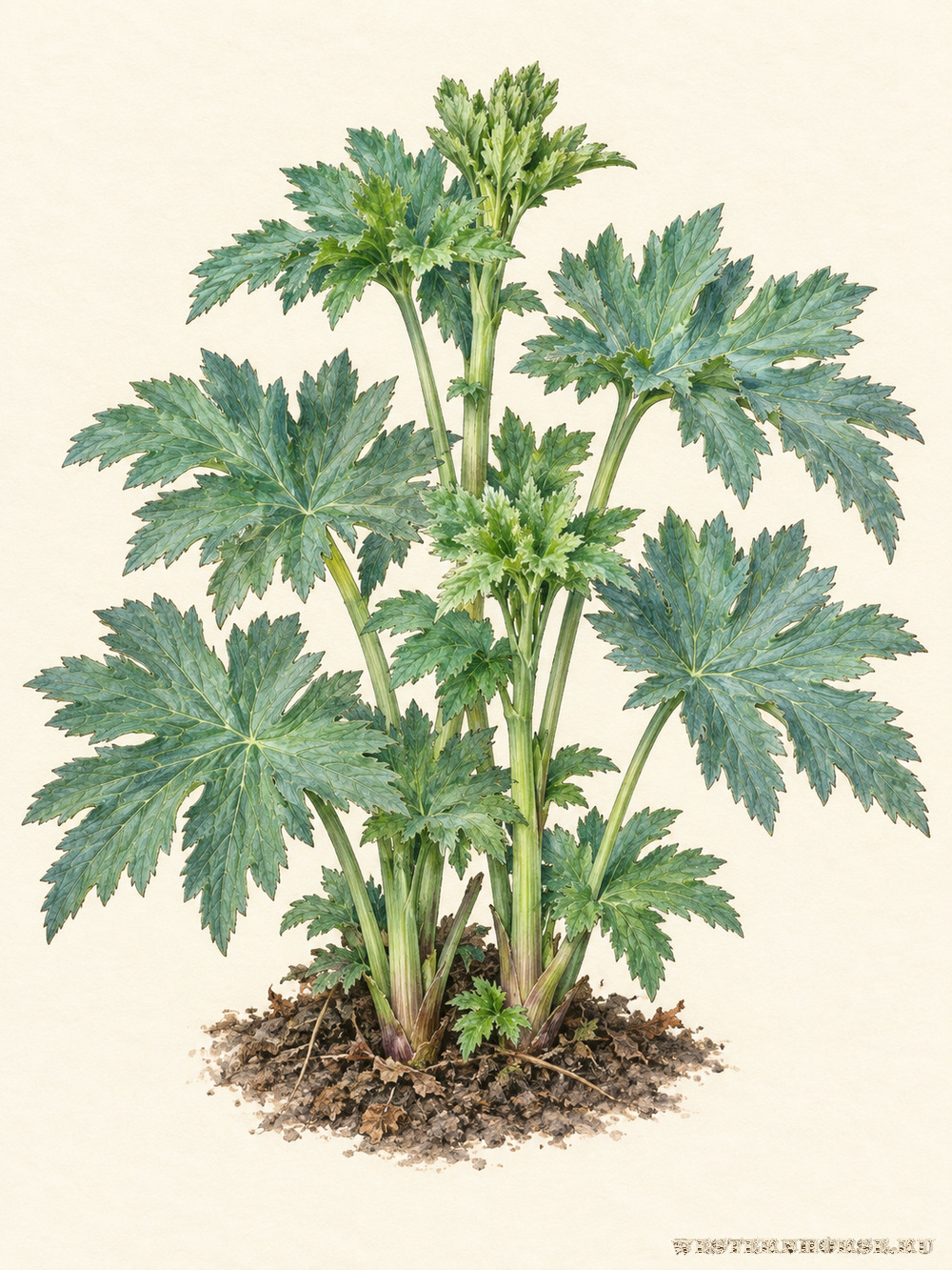 Иллюстрация: Живокость высокая (Delphinium elatum L.) — молодые побеги до цветения