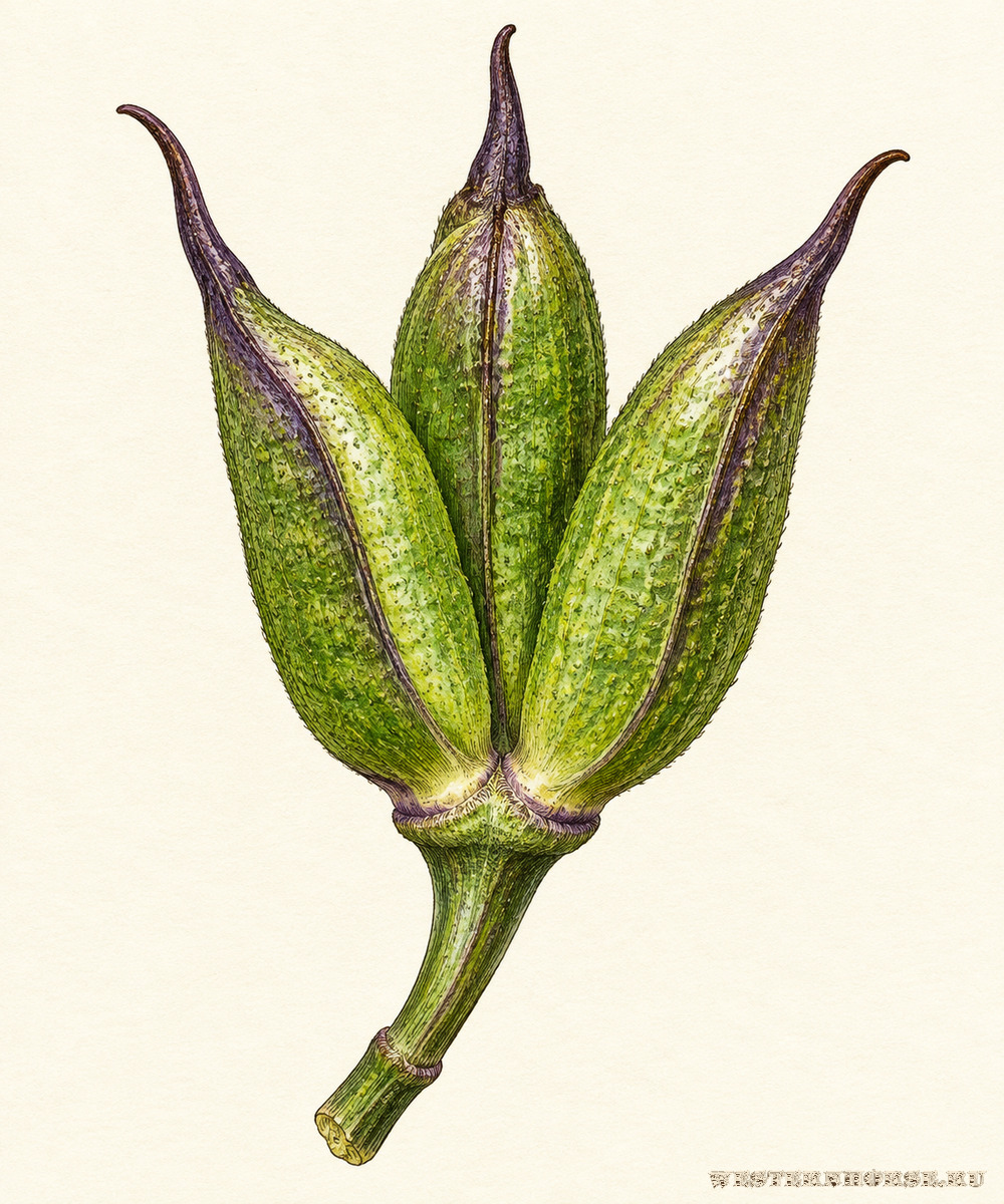 Иллюстрация: Живокость высокая (Delphinium elatum L.) — зелёные плоды-листовки