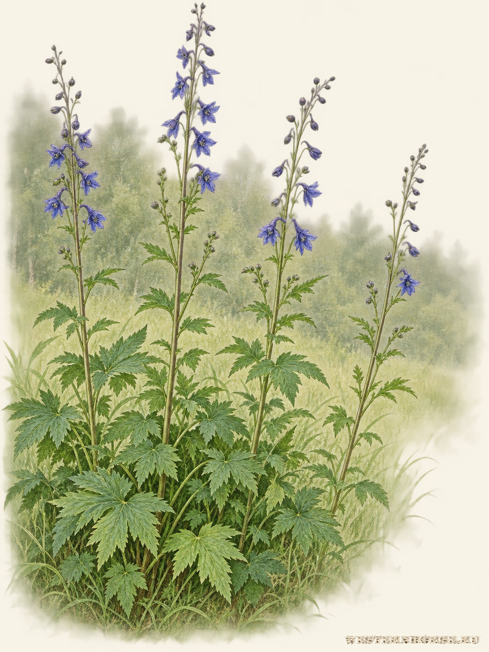 Иллюстрация: Живокость высокая (Delphinium elatum L.) — группа цветущих растений