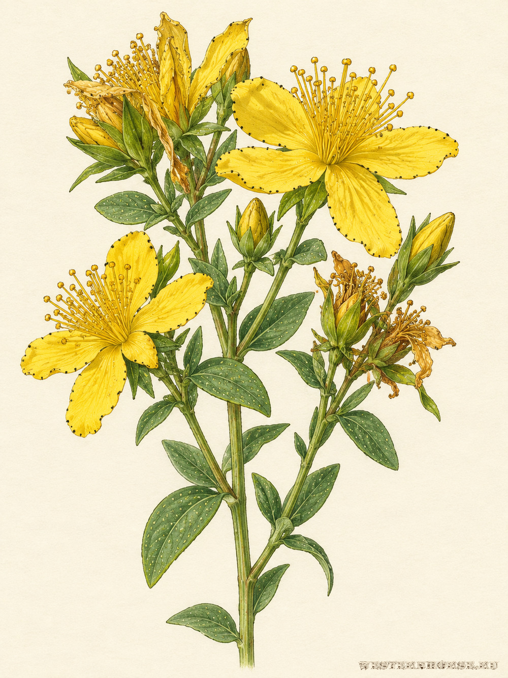 Иллюстрация: Зверобой продырявленный (Hypericum perforatum L.) — цветок