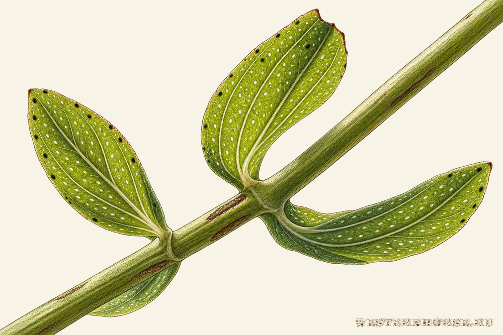 Иллюстрация: Зверобой продырявленный (Hypericum perforatum L.) — листья на просвет