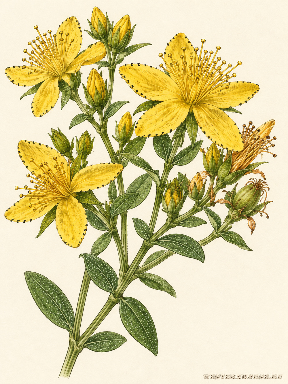 Иллюстрация: Зверобой продырявленный (Hypericum perforatum L.) — ветвление соцветия