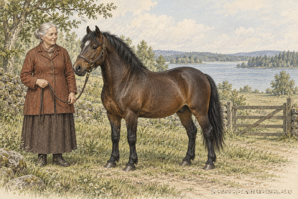 Иллюстрация: Жемайтская лошадь с проводником